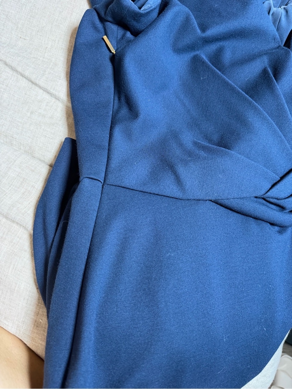 Jason Wu Draped Surplice Twist Waist Navy Sheath Midi Dress Size 6 - Picture 12 of 13